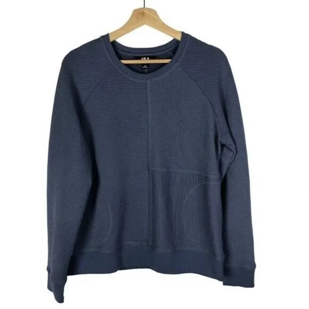Fila Blue Ribbed Crewneck Pullover Sweatshirt M